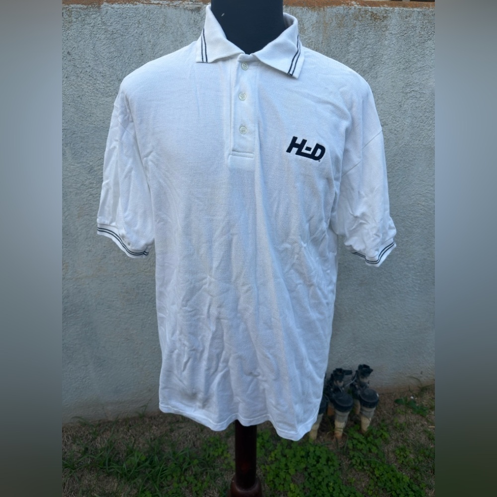 PreOwned Harley Davidson Polo Shirt Golf White Embroidered Men's L